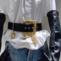 Modischer Retro-Gürtel mit Kristall-Ohrenanhänger und Mehrfachelementen, Catwalk Luxus-Taillengürtel-Dekoration