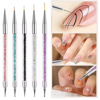 LULAA 5Pcs Stripe Liner Brush Nail Brush Nail Painting Pen Dotting Tool Nail Art Accesories Rhinestone Picker Drawing Tools