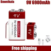 2026New 9V 6900mah lithium ion rechargeable battery type-C USB multimeter lithium microphone metal detector + cable