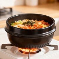Thickened Korean Stone Pot High Temperature with Tray Korean Cuisine Casserole Ceramics Multi-purpose Cooking Soup Pot