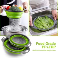 Folding Drain Basket Vegetable Fruit Cleaning and Drainage Basket Cleaning Basket Folding Silicone Water Filter Net Kitchen Tool