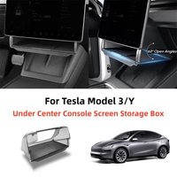 Under Center Console Screen Storage Box For Tesla Model 3/Y 2019-2023 Center Console Hidden Fold Able Car Storage Organizer Tray
