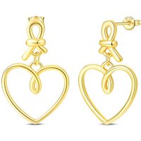 925 Sterling Silver Exquisite Gold Color Heart-Shaped Large Stud Earrings For Women Fine Anniversary Jewelry Gifts