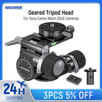 NEEWER 2 Way Geared Tripod Head with Millimeter Micro Adjustment, 360° Panoramic Arca QR Plate For Sony Canon Nikon DSLR Cameras