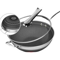 Non-Stick Stainless Steel Honeycomb Pan for Gas and Induction Cooktops, 32cm/34cm