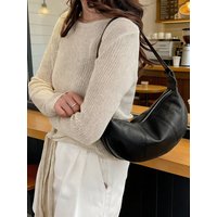 2026 New Arrival Women's Genuine Leather Crescent Vintage Solid Hobo Shoulder Bag Soft Cowhide Crossbody Bag for Daily Commute
