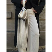 Satin Long Tassel Women's Small Handbag Fashion Solid All-match Women Bag Accessory New 2026 Spring Summer Lady Handbags