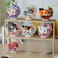 Moon cartoon cute pets, educational, tiny particle building block toys boys and girls Children's Day gifts