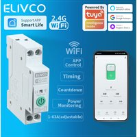 TUYA WIFI Smart Circuit Breaker Power Metering 1P 63A DIN Rail for Smart Home wireless Remote Control Smart Switch by Smart Life