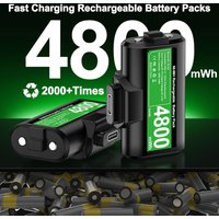 2 x 4800mWh Xbox One Controller Batteries Pack Play andCharge Kit USB-C Charging Cable/4 Covers for Xbox One/SeriesX|S