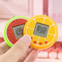 Fruit Shape Virtual Pet Game Keychain Cute Tamagotchi Kids Birthday Bag Pendant Gift