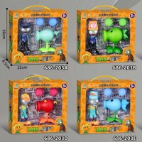 Plants vs. Zombies 2 Cactus Peashooter Coconut Cannon Toy Set Style Game Figurine Soft Silicone Zombie Birthday Gift for Boys