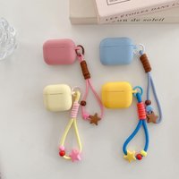 Korean Candy Color Soft Silicone Case For Airpods Pro 2 3 1 Girl Earphone Protective Cover With Anti-lost Lanyard Accessories