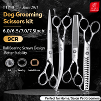 Fenice Professional Home Pets Grooming Set 6//6.5/7/7.5 Inch Śruba łożyskowa Proste zakrzywione nożyce do przerzedzania dla psów/kotów