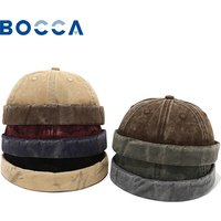 Bocca Washed Docker Cap Splicing Colors Brimless Caps Without Visor Adjustable Cotton Cap For Men Women Vintage Outdoor Hip Hop