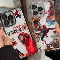 Spider-Man Anime For iPhone 17 AIR 16E 16 15 14 13 12 11 XS Pro Max mini Plus Plating Anti-Fall Cool Phone Case