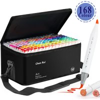 48/60/80/120/168 Color Dual Tip Art Markers – Brush & Chisel Professional Permanent Marker Set for Coloring, Back To School