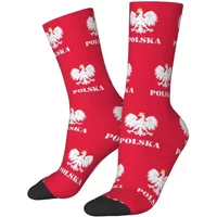 Poland Polish Flag Socks Harajuku High Quality Stockings All Season Long Socks Accessories for Man's Woman's Birthday Present