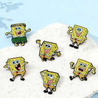 6Pcs Cute Anime Funny SpongeBob Enamel Pins Set Creative Cartoon Brooch Badge For Bags Lapel Pins