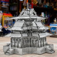 3D Metal Puzzle Corner Tower Yellow Crane Tower Temple of Heaven Chinese Classical Architecture Assembly Model Jigsaw Puzzle Toy