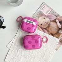 Fashion Simple Rose-Red Big Polka Dot Pattern Transparent Rose-Red Earphone Case Cover For AirPods 1 2 3 4 Pro Pro2 Pro3