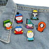 Cartoon TV Movie Cartman Figure Badges Lapel Pins for Backpacks Metal Enamel Cute Badge Clothes Jewelry Clothing Accessories