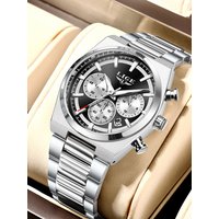 LIGE 2026 Luxury Man Watch Fashion Luminous Waterproof Business Quartz Watches Chronograph Calendar Stainless Steel Men Watches