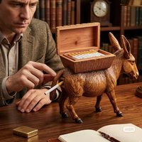 Funny Donkey Butt Cigarette Dispenser, Resin Novelty Cigarette Holder Box with Automatic Pop-Up, Desktop Decor Gag Gift for Men