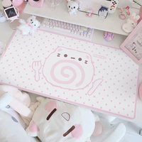 Retro Cute Panda Girl Leather Mouse Pad Non-Slip Waterproof Desk Mat Comfortable Office Gaming Mousepad Desk Mat for PC Lap