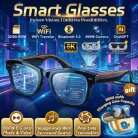 New 800W 4K HD Camera AI Smart Glasses 32G Recording Video 3600mAh Battery 120+Languages Translation Music Player Sunglasses Men