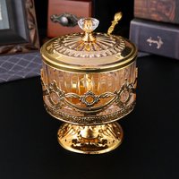 1 metal and glass combination condiment jar, suitable for kitchen spices, salt, sugar and other condiment bottle