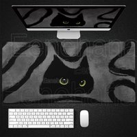 VIKAMA Black White Abstract Art Black Cat Large Mouse Pad Trendy Style Non-slip Lock Edge Gaming Office Desk Mat