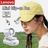 Lenovo USB Rechargeable Mini Fan, Portable Foldable Handheld Clip on Fan for Hat, Outdoor Cooling 3 Speeds Travel Camping Fan