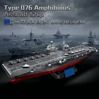 4526-teiliges Typ 076 Amphibien-Kampfschiff Baustein-Set Großes Marine-Kriegsschiff Konstruktions-Bausteine-Modell-Kit mit Flugzeugdetails und Ausstellungsständer DIY-Montage-Spielzeug für Erwachsene
