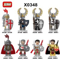 Medieval MOC cartoon building blocks Burton elite soldiers heavily armored crusader temple hospital knight boy toy doll gift