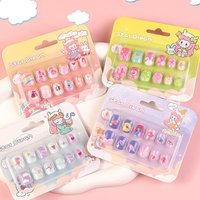 12Pcs Korean Style Cute Cartoon Children's Press on Nails Sweet Cool Nail Patch Fake Nails Nail Sticker Children's Day Gift