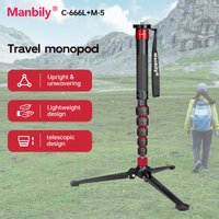 Manbily 182cm Carbon Fiber Portable Camera Monopod Professional Photographic Monopod Tripod C-666L with M-5 for DSLR Sony