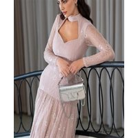 Customized High Quality Blush Pink Lace Evening Dress Mermaid High Neck Prom Party Dress Women Dubai Formal Evening Gowns 2026