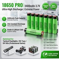 Neue Original 18650 NCR18650B Schnellladende Lithium-Ionen-Batterie 3,7V 3400mAh Große Kapazität Batterie Geeignet für Taschenlampen und Spielzeugbatterien