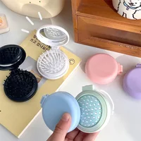 Small Size Hair Comb with Folding Mirror Traveling Portable Massage Folding Comb Women Girl Air Cushion Hair Brush Styling Tools