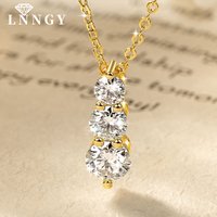 Lnngy 4mm&5mm&6mm Round Cut Moissanite Pendant Necklace For Women 14K Gold Filled Lab Diamond Necklaces Jewelry