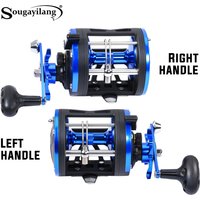 Sougayilang Trolling Drum Fishing Reel 3.8:1 Gear Ratio 3+1BB Metal Wire Guide Waterproof Anti Corrosion for Large Fish Fishing