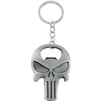 Halloween Punisher Skull Keychain Vintage Skull Metal Badge Pendant Beer Bottle Opener Car Backpack Key Holder Accessories Gift