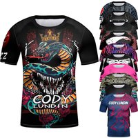 Cody Lundin Child Breathable Short Sleeve T-shirts Compression Training Rash Guard for MMA BJJ Wrestling Sublimation T-shirt