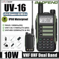 BaoFeng UV-16 10W Walkie-Talkie Tri-Power IP68 Wasserdichtes VHF/UHF Dual-Band FM Langstrecken-Handfunkgerät Grün 2 Stück