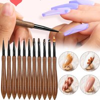 Soft Nylon Wood Handle Watercolor Nail Brush Nail Art Liner Brush Stripes Grid Flower Butterfly Painting Drawing Manicure Tools