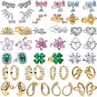 Hot Sales Original 925 Sterling Silver Earrings Butterfly Moon Heart Flower Bow Bee Stud Earrings Women Jewelry Accessories Gift