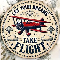 Room Decor 1pc Vintage "Let Your Dreams Take Flight" Aluminum Sign, 8x8 inch, Retro Wall Art Decor for Bedroom, Living Room, Mul