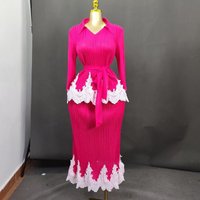 Miyake Pleated Middle Eastern Skirt Set 2026 New Fashion Long Sleeve Top Simple Elastic Skirt 2-Piece Set Plus Size Long Skirt
