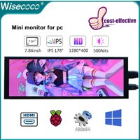 Wisecoco 7.84 Inch 1280x400 Mini Portable Monitor PC Screen Computer Display for Gaming Laptop PC Raspberry pi 5 4 Windows
